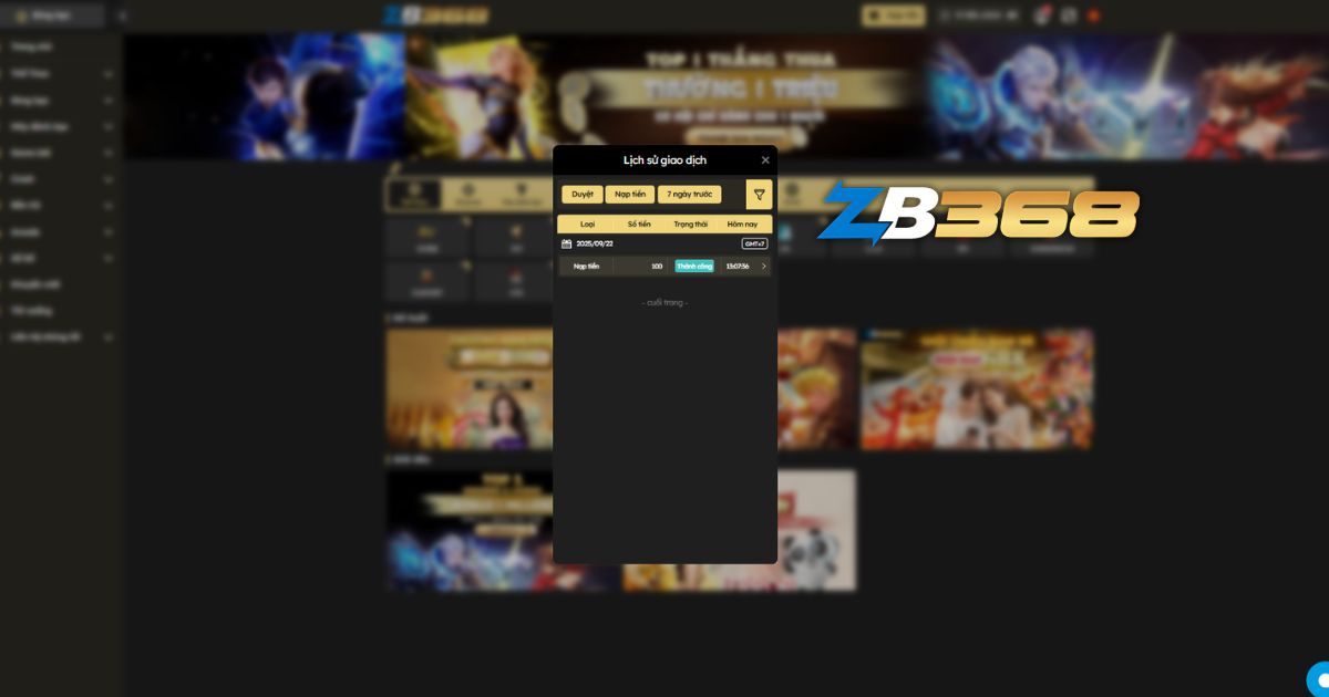 Phải Làm Gì Khi Giao Dịch Nạp/Rút Tiền ZB368 Bị Chậm Hoặc Lỗi?