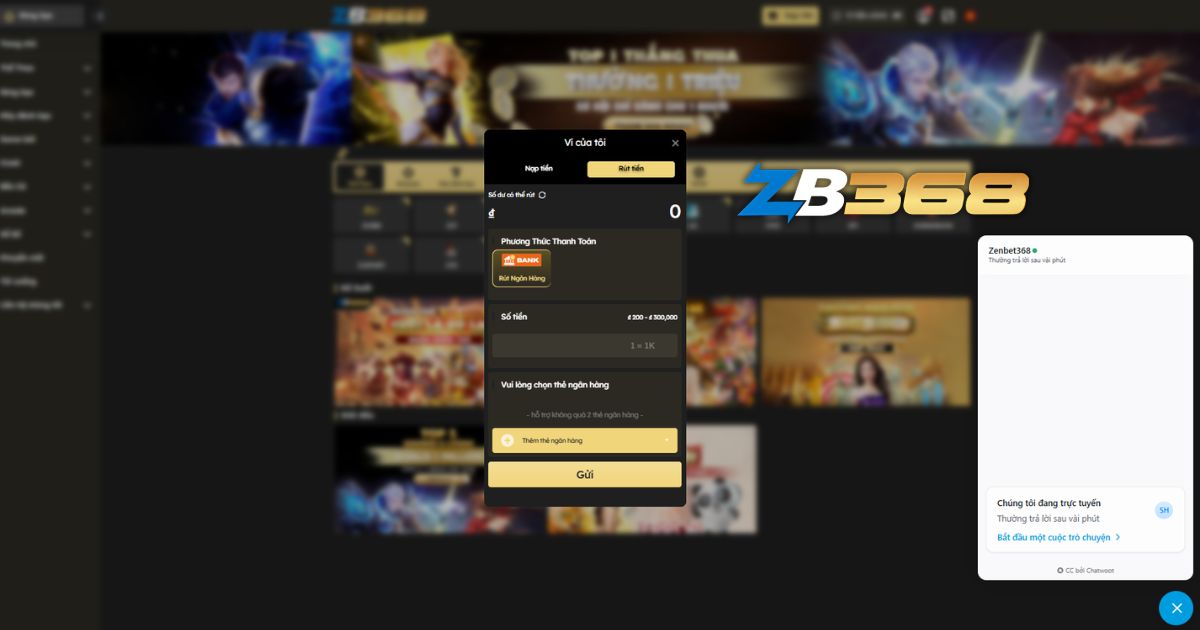 Phải Làm Gì Khi Giao Dịch Nạp/Rút Tiền ZB368 Bị Chậm Hoặc Lỗi?