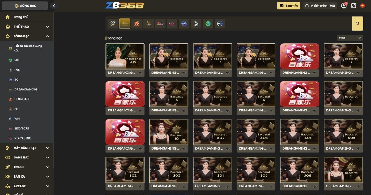 Sảnh Dreamgaming tại ZB368